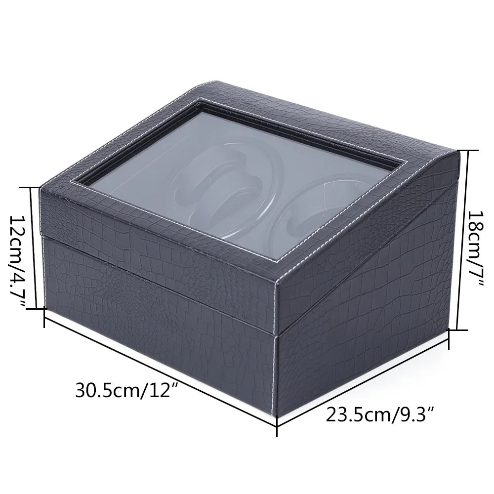 Black High Quality 4+6 Watch Winder Automatic Watch Display Box Luxury Storage Box