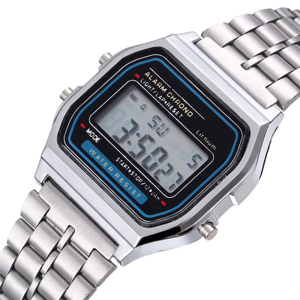 Luxury LED Digital Watch for Men Stainless Steel Men'S Electronic Wristwatch Simple Business Gold Sliver Mens Watch Reloj Hombre