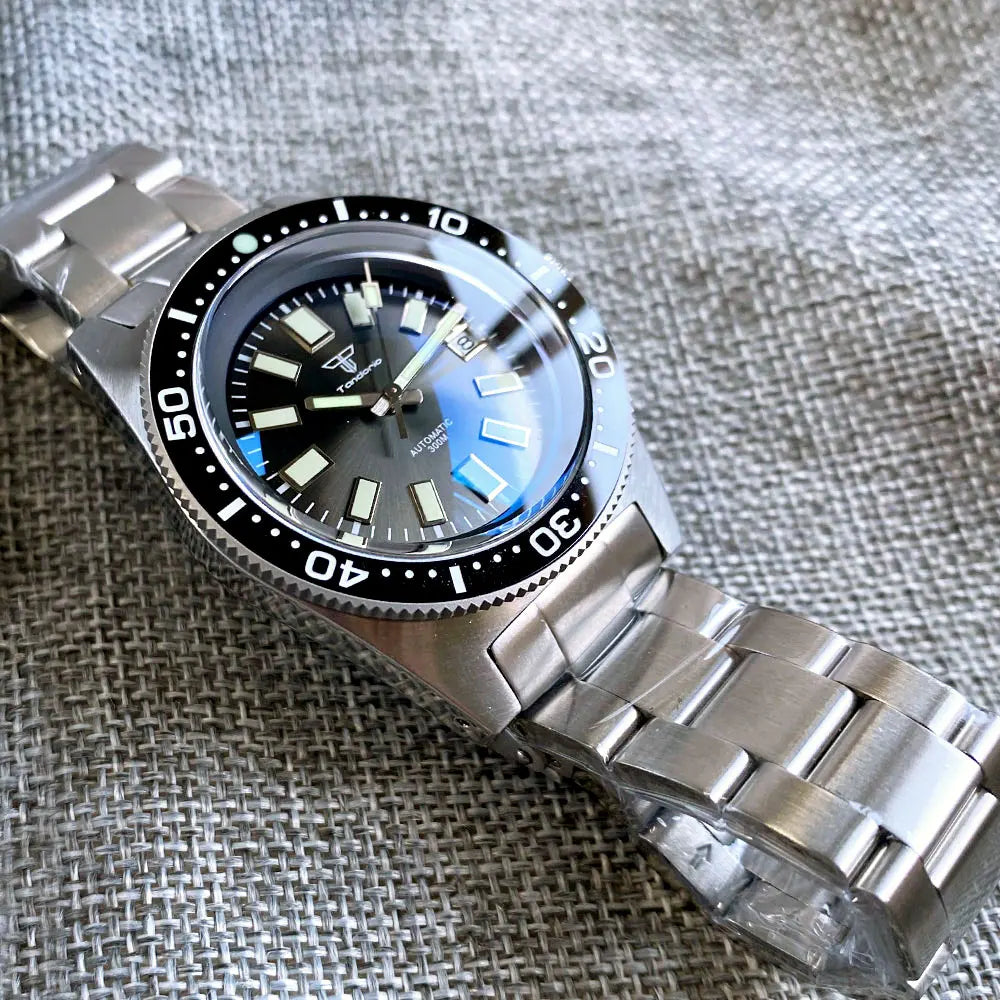 41Mm 62MAS Black Gray Dial NH35A Automatic 300M Diving Men'S Watch Ceramic Bezel Green Lume Bow Sapphire Glass