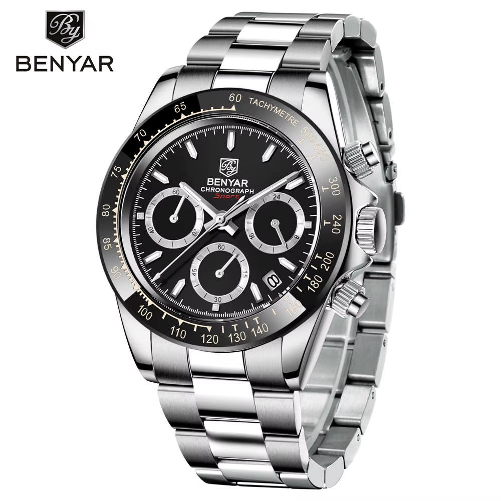 Sports Men Quartz Wrist Watch 3Bar Waterproof Stainless Steel Watch for Men Luxury Fashion Chronograph Relojes Hombre