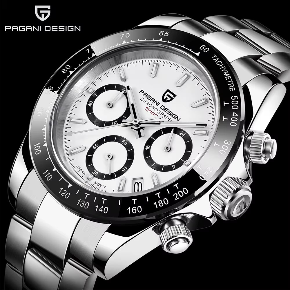 New Ceramic Bezel Men Quartz Wristwatches Luxurys Sapphire Glass Chronograph 100M Waterproof Stainless Watches Men