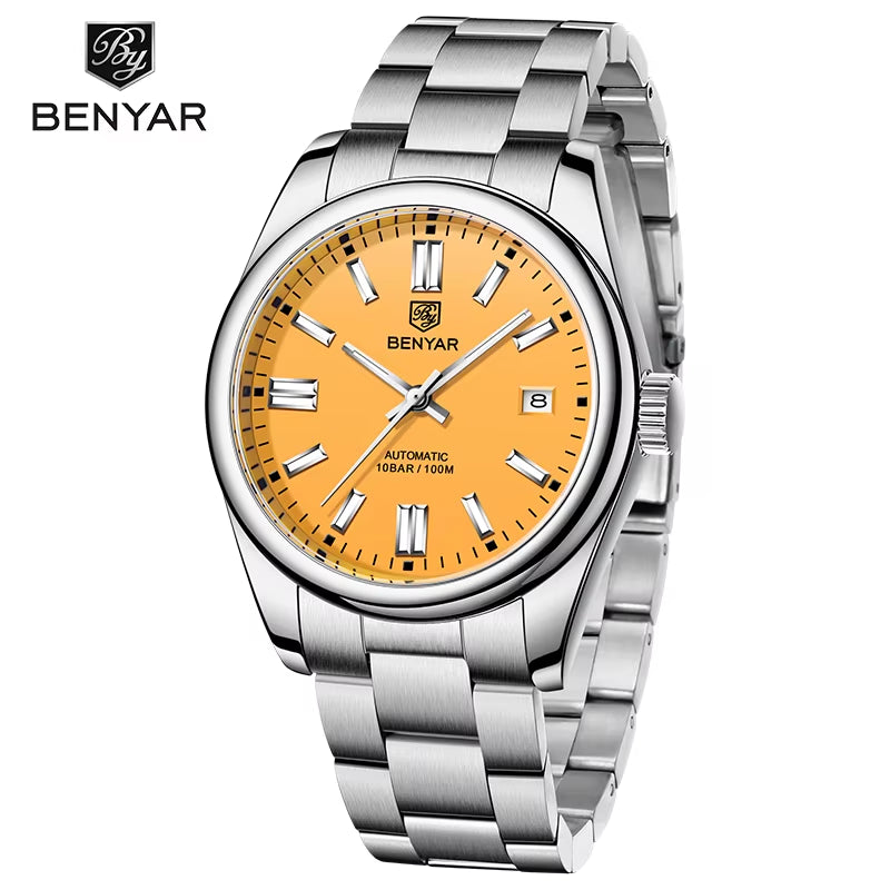 BENYAR 5185 Seagull ST6 Movement Automatic Mechanical Watches Stainless Steel Business Watches Wristwatch for Men