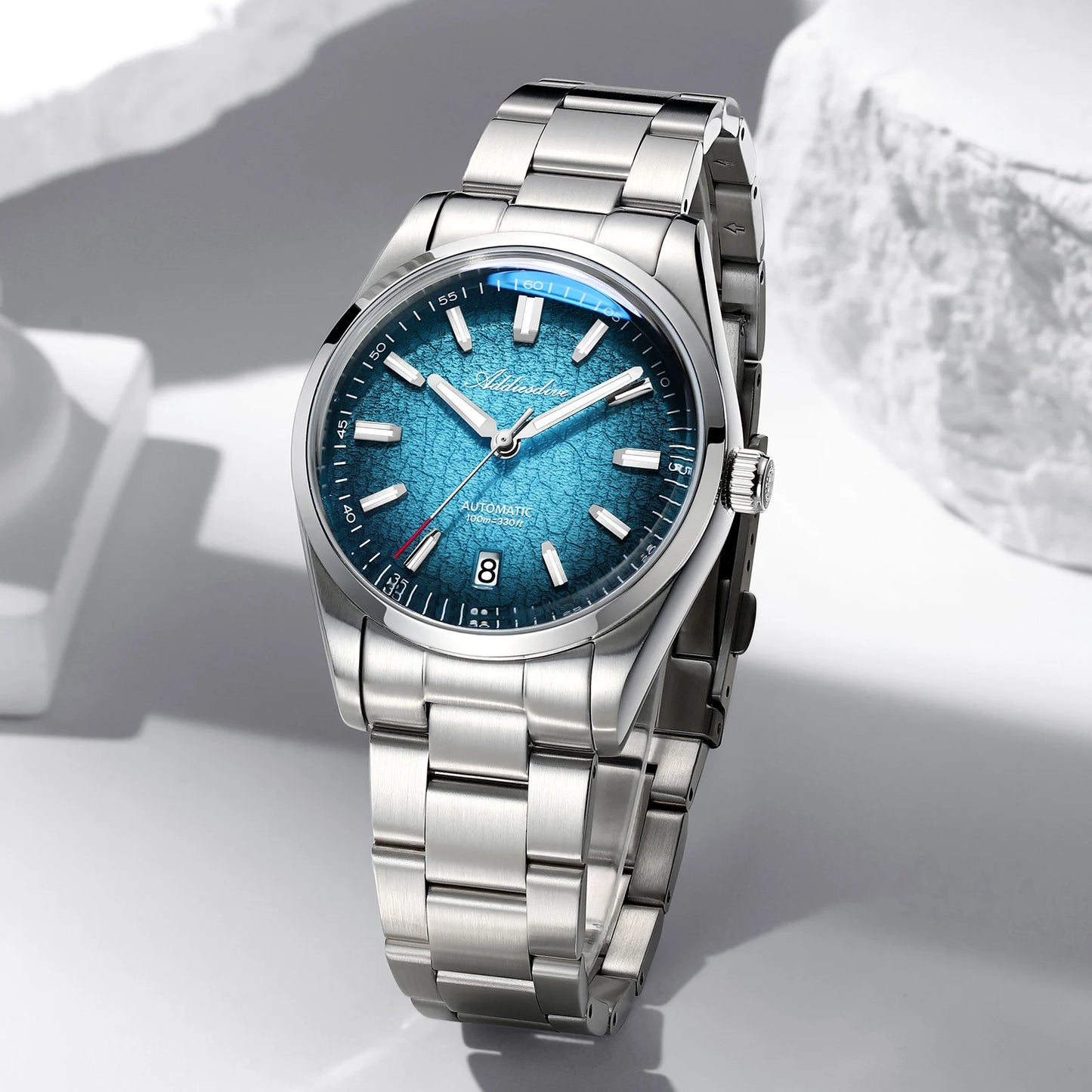 Gradient Diver Watches for Men K1 Mineral Glass Stainless Steel Waterproof Automatic Mechanical Watches AD2531 Luxury