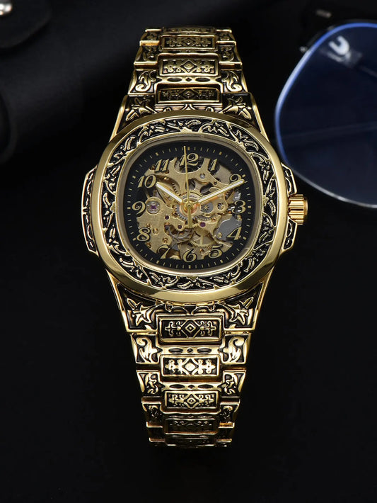 Automatic Mechanical Watch Alloy Steel Vintage Retro Luxury Waterproof Skeleton Ffordable 40Mm Wholesale Watch for Men