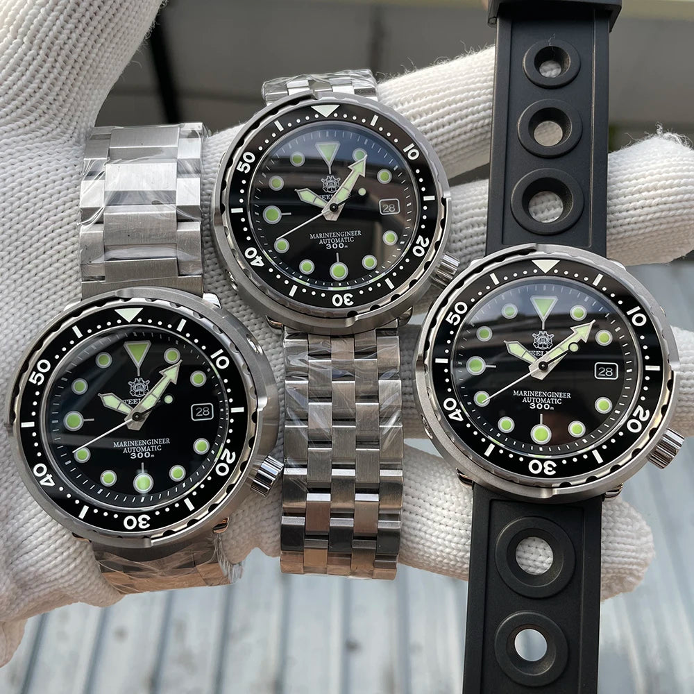 SD1975 Black Dial Ceramic Bezel 30ATM 300M Waterproof Stainless Steel NH35 Tuna Mens Dive Watch