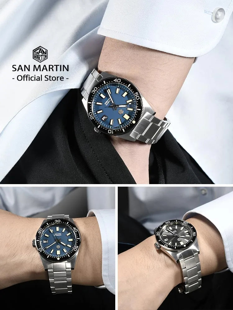 San Martin SN0007 — 62MAS-Style Automatic Diver, Sunburst Dial, 200M Water Resistant [Multiple Dial & Strap Options]