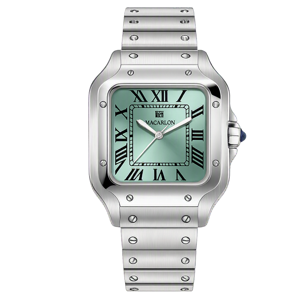 Classic Reimagined — MACARLON 1715 Square Automatic Fashion Watch, Sapphire Crystal, Stainless Steel