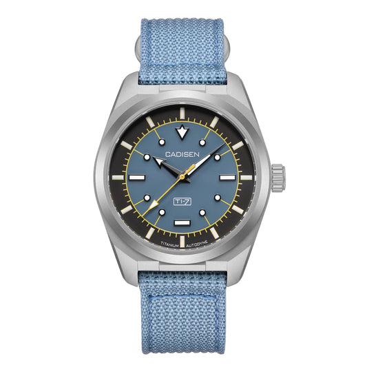 CADISEN TI-7 Autodyne Canvas Strap  — Genuine Titanium Automatic Watch, Sapphire Crystal, Miyota 8215