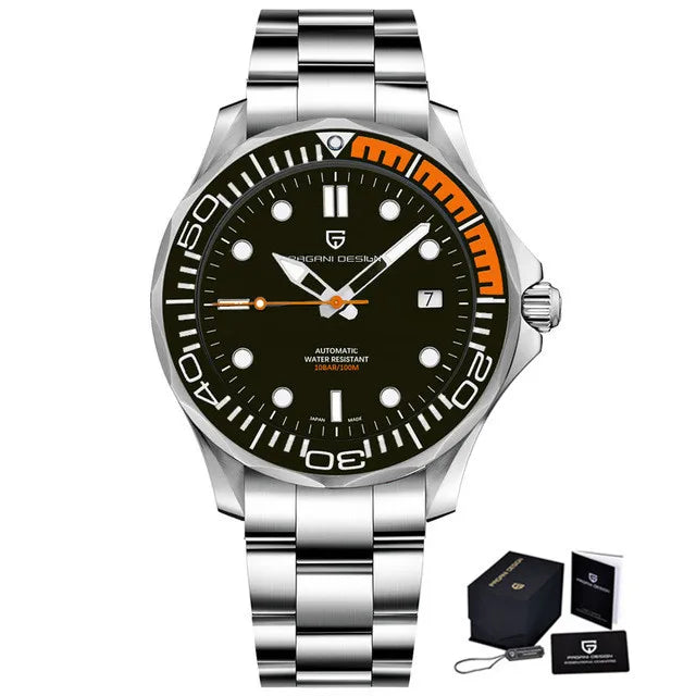 Pagani Design PD-1685 — Automatic Wave Dial Dive Watch, 007 Looks, Ceramic Bezel, 200M Water Resistant [Multiple Colour / Strap Options]