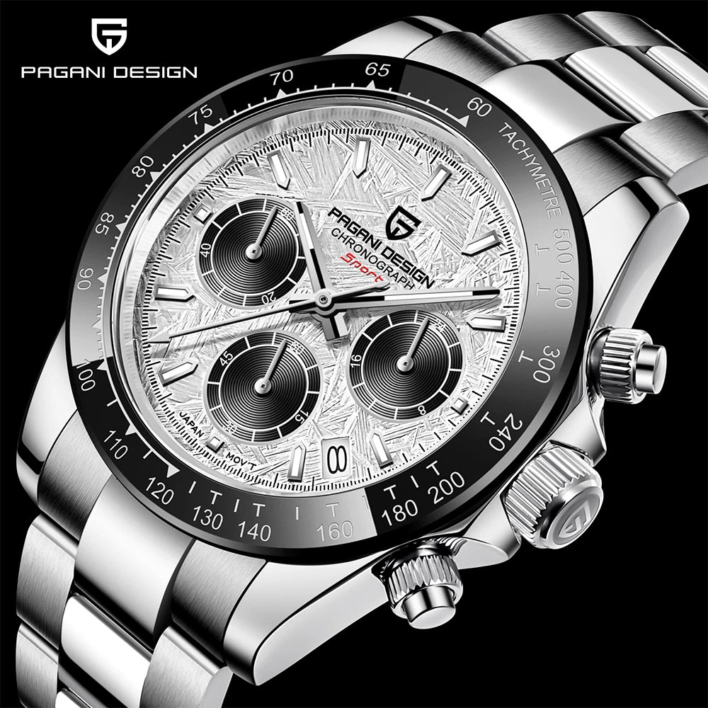 Pagani Design PD-1644 — Racing Chronograph Watch, Ceramic Bezel, 100M Water Resistant [Strap & Colour Options]