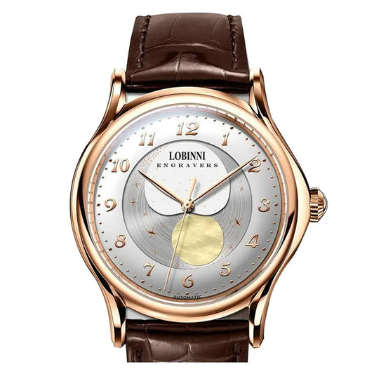 LOBINNI 1810 — Genuine Automatic Moonphase, Sapphire Crystal, 316L Steel, Dress Watch [Colour Options]