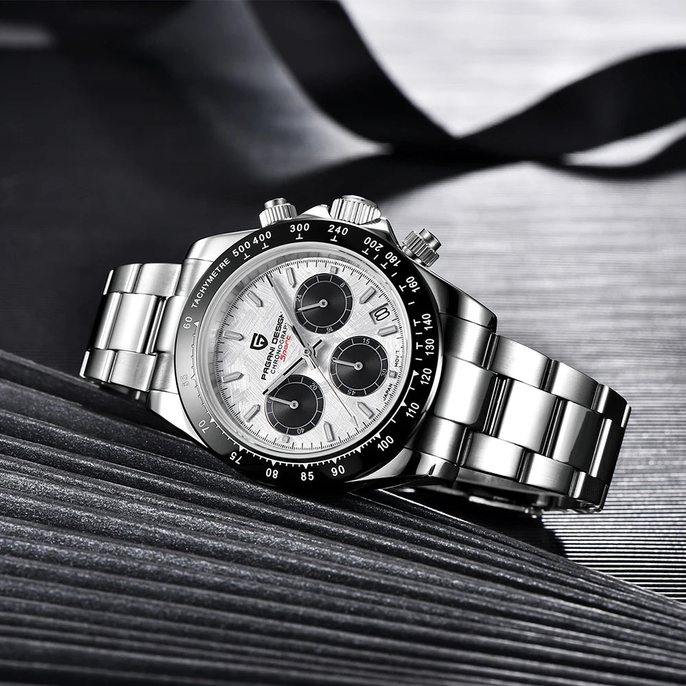 Pagani Design PD-1644 — Racing Chronograph Watch, Ceramic Bezel, 100M Water Resistant [Strap & Colour Options]