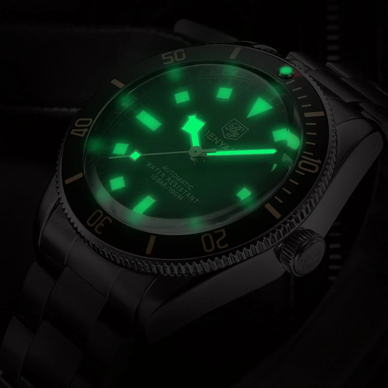 BENYAR Vintage-Inspired Diver Watch — Automatic, Exhibition Case Back 100M Water Resistant [Colour Options]