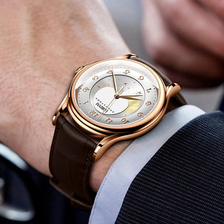 LOBINNI 1810 — Genuine Automatic Moonphase, Sapphire Crystal, 316L Steel, Dress Watch [Colour Options]