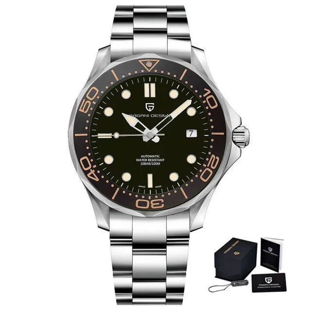 Pagani Design PD-1685 — Automatic Wave Dial Dive Watch, 007 Looks, Ceramic Bezel, 200M Water Resistant [Multiple Colour / Strap Options]