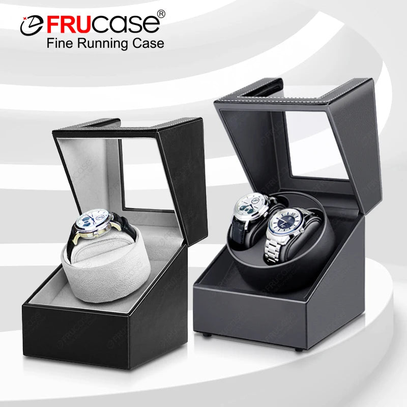 FRUCASE PU Watch Winder — 1 or 2 Watch Capacity, Dual Rotation Modes USB Power Connection