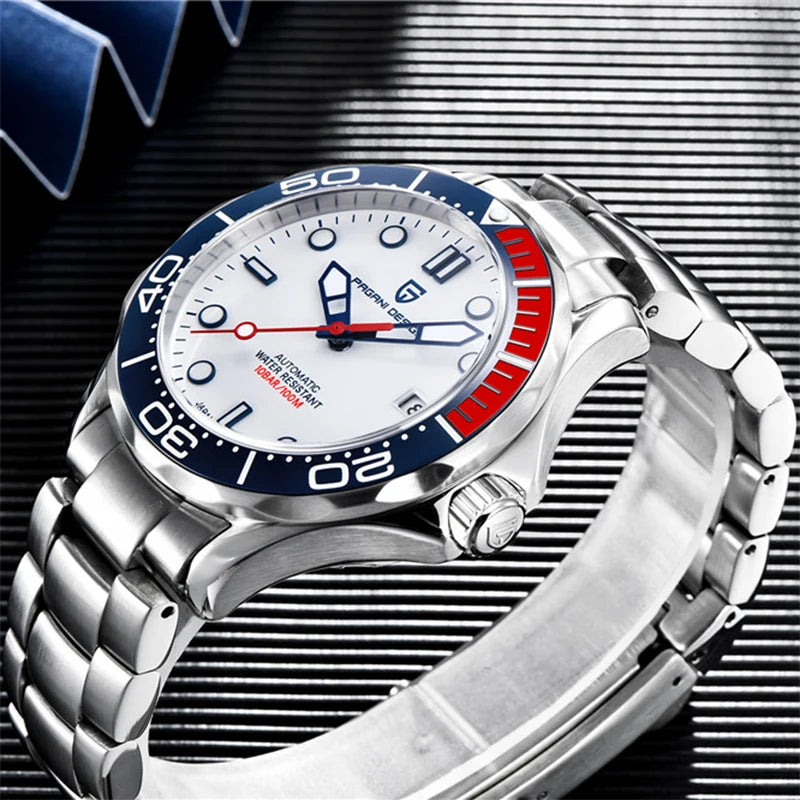 Pagani Design PD-1685 — Automatic Wave Dial Dive Watch, 007 Looks, Ceramic Bezel, 200M Water Resistant [Multiple Colour / Strap Options]