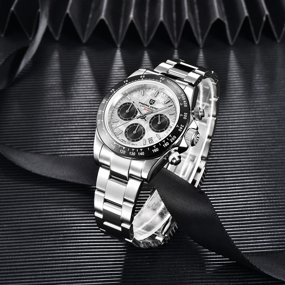 Pagani Design PD-1644 — Racing Chronograph Watch, Ceramic Bezel, 100M Water Resistant [Strap & Colour Options]