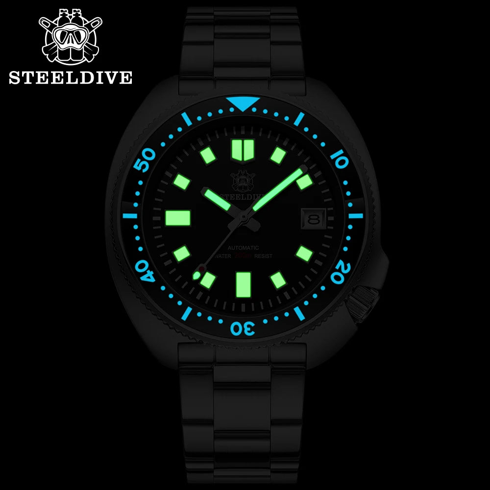 Steeldive SD1970 — Automatic Diver Watch, "6105 Turtle" Homage [Multiple Strap & Colour Options]