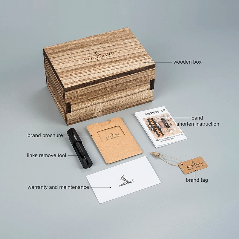 BOBO BIRD Wooden Skeleton Watch – Automatic Mechanical Men's Watch, Genuine Wood Case & Strap, Gift Box Included – The Natural Choice