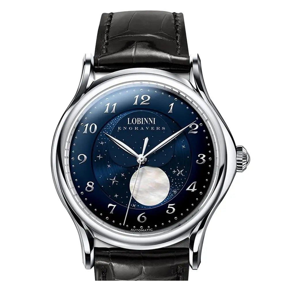 LOBINNI 1810 — Genuine Automatic Moonphase, Sapphire Crystal, 316L Steel, Dress Watch [Colour Options]