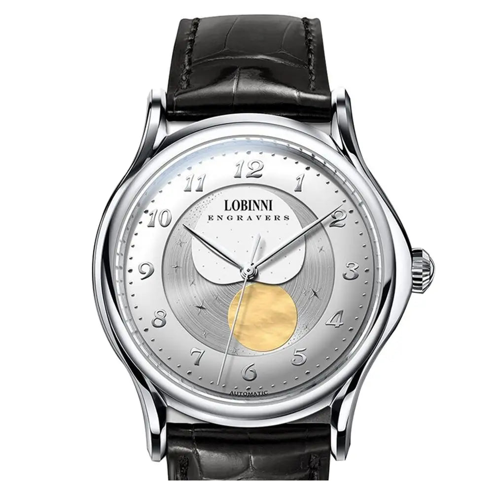LOBINNI 1810 — Genuine Automatic Moonphase, Sapphire Crystal, 316L Steel, Dress Watch [Colour Options]