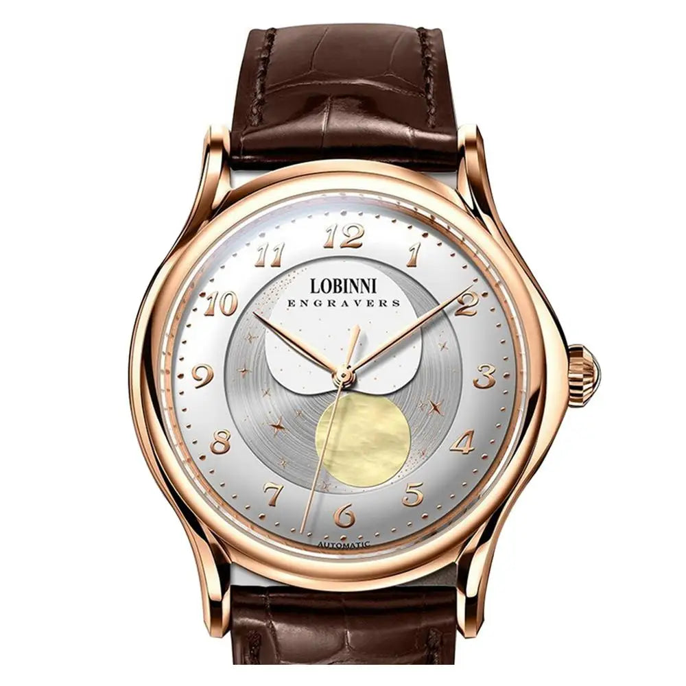 LOBINNI 1810 — Genuine Automatic Moonphase, Sapphire Crystal, 316L Steel, Dress Watch [Colour Options]