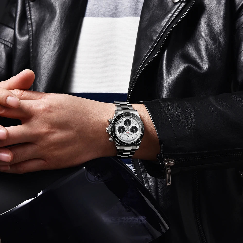 Pagani Design PD-1644 — Racing Chronograph Watch, Ceramic Bezel, 100M Water Resistant [Strap & Colour Options]