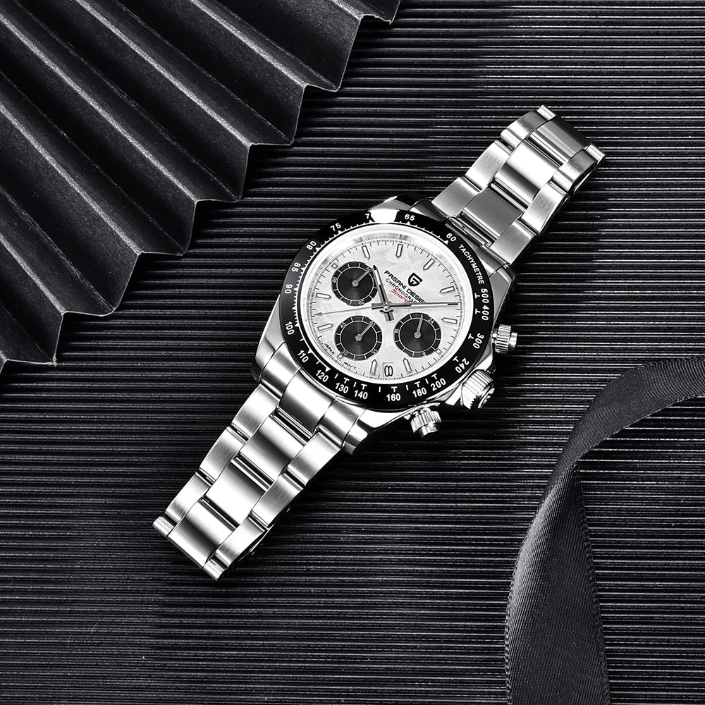 Pagani Design PD-1644 — Racing Chronograph Watch, Ceramic Bezel, 100M Water Resistant [Strap & Colour Options]