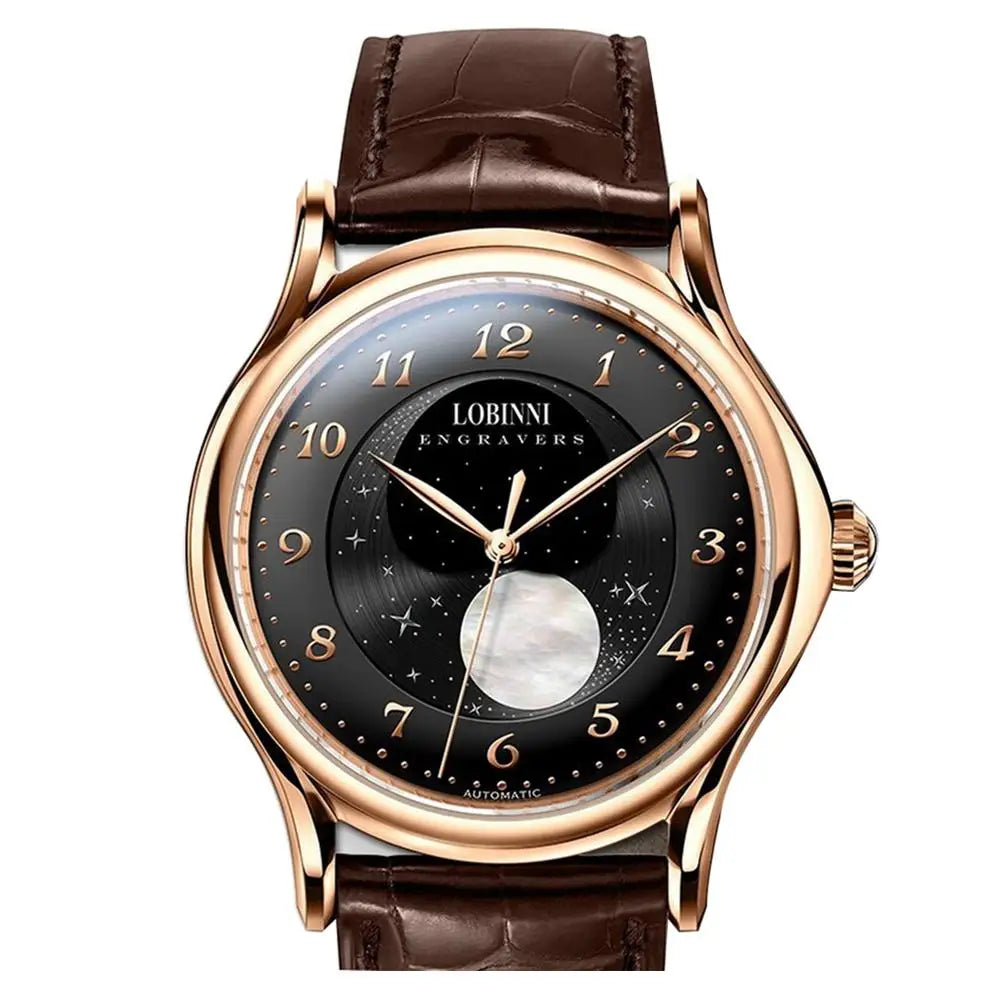 LOBINNI 1810 — Genuine Automatic Moonphase, Sapphire Crystal, 316L Steel, Dress Watch [Colour Options]