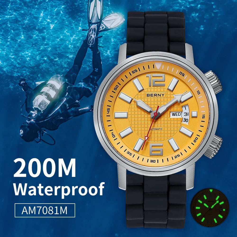 Serious Diver, Serious Value — BERNY 200m Automatic Watch [Colour & Strap Options]