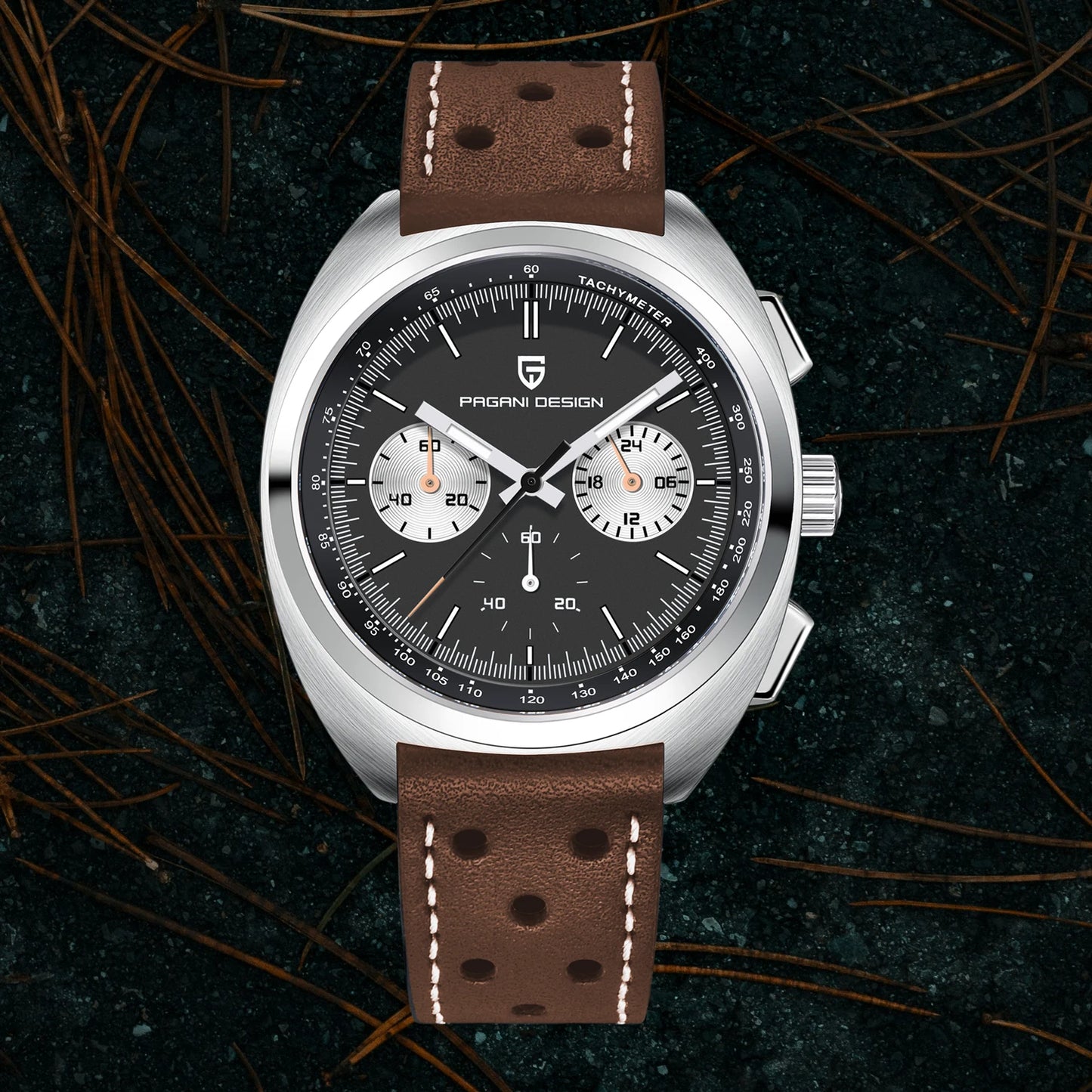 Pagani Design PD-1782 — Turtle Back Chronograph, Racing Style Strap, Sapphire, 100M Water Resistant [Colour Options]
