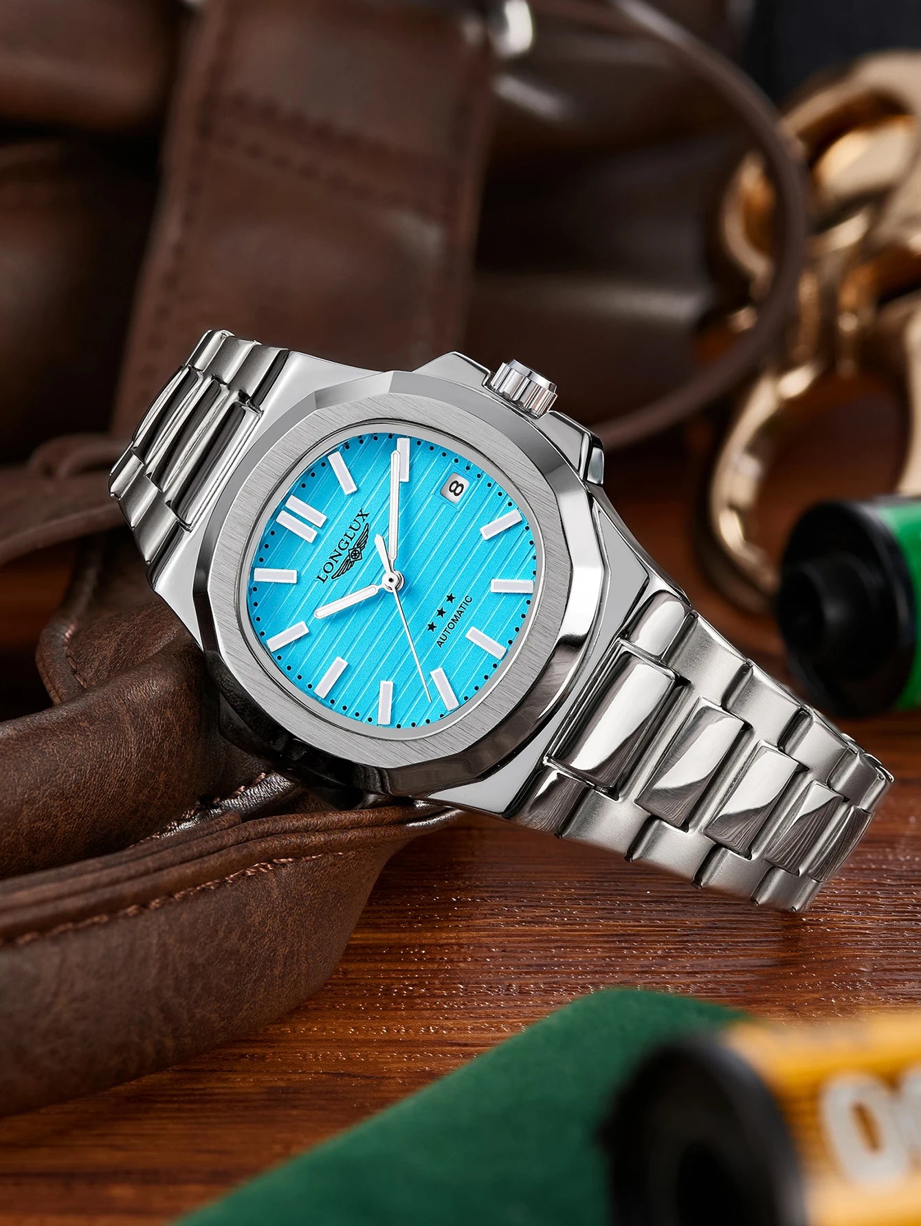 Yacht Board Dial Automatic Watch — Distinctive Case, Date Function [Multiple Colour Options]