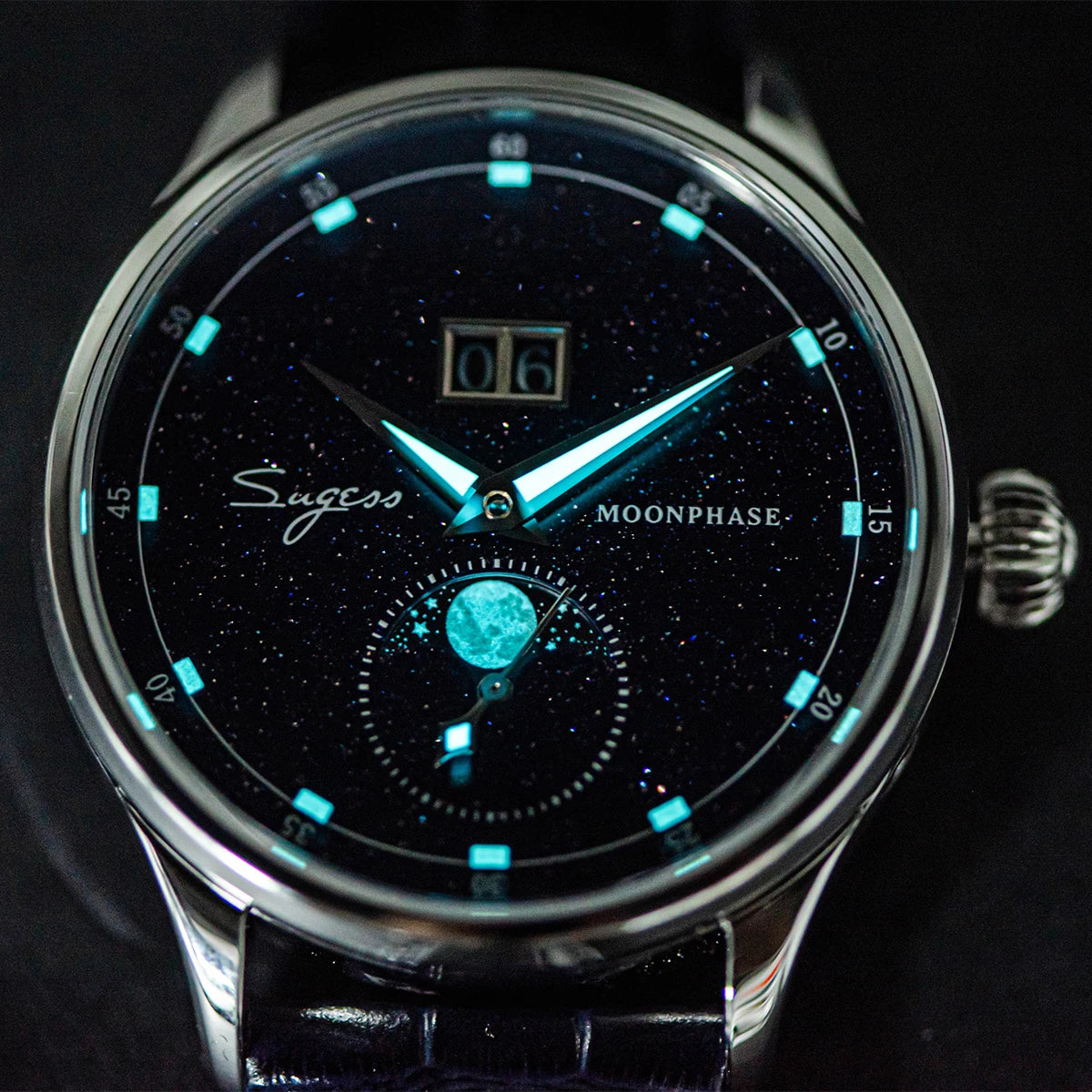 Your Average Moonphase Watch— Stunning Sugess Star Dial Automatic, Sapphire Crystal [Strap & Colour Options]
