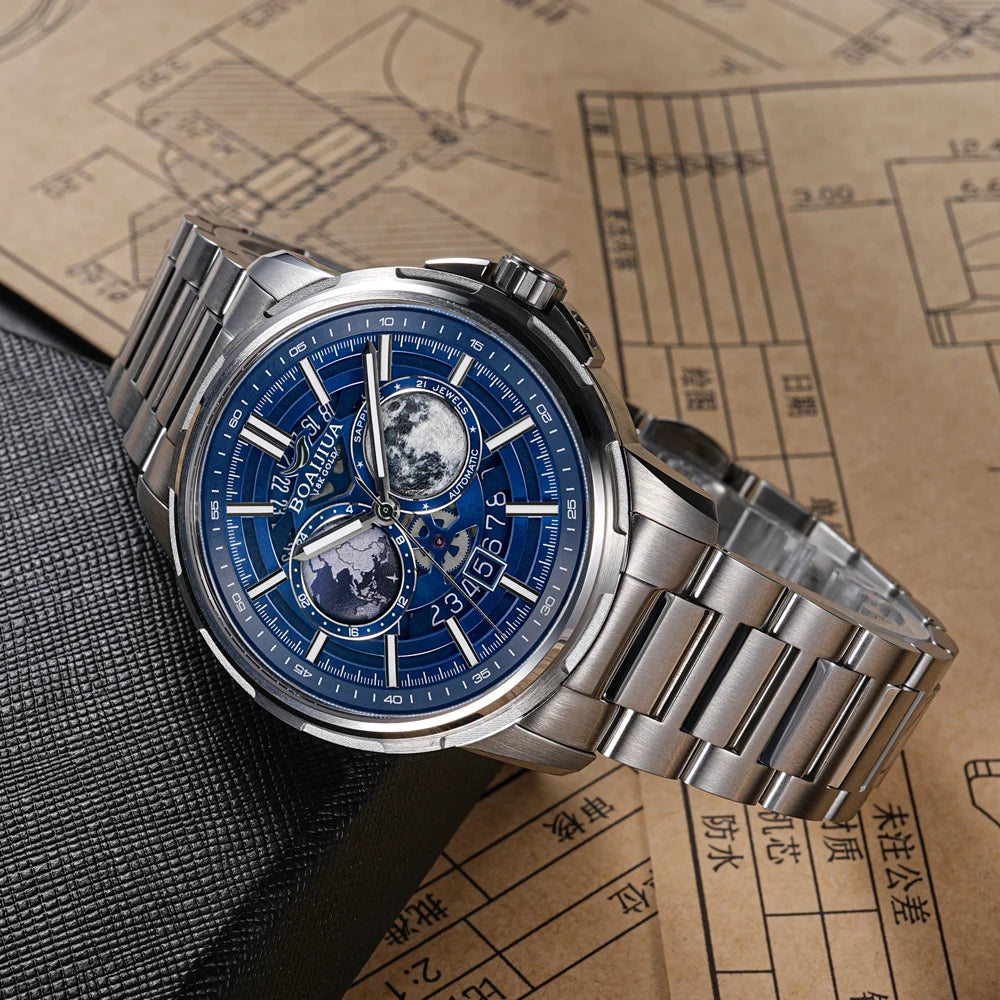 BORIAGE B8002G — Starry Sky Dial Automatic Watch, Sapphire Crystal, Complete Calendar [Colour Options]
