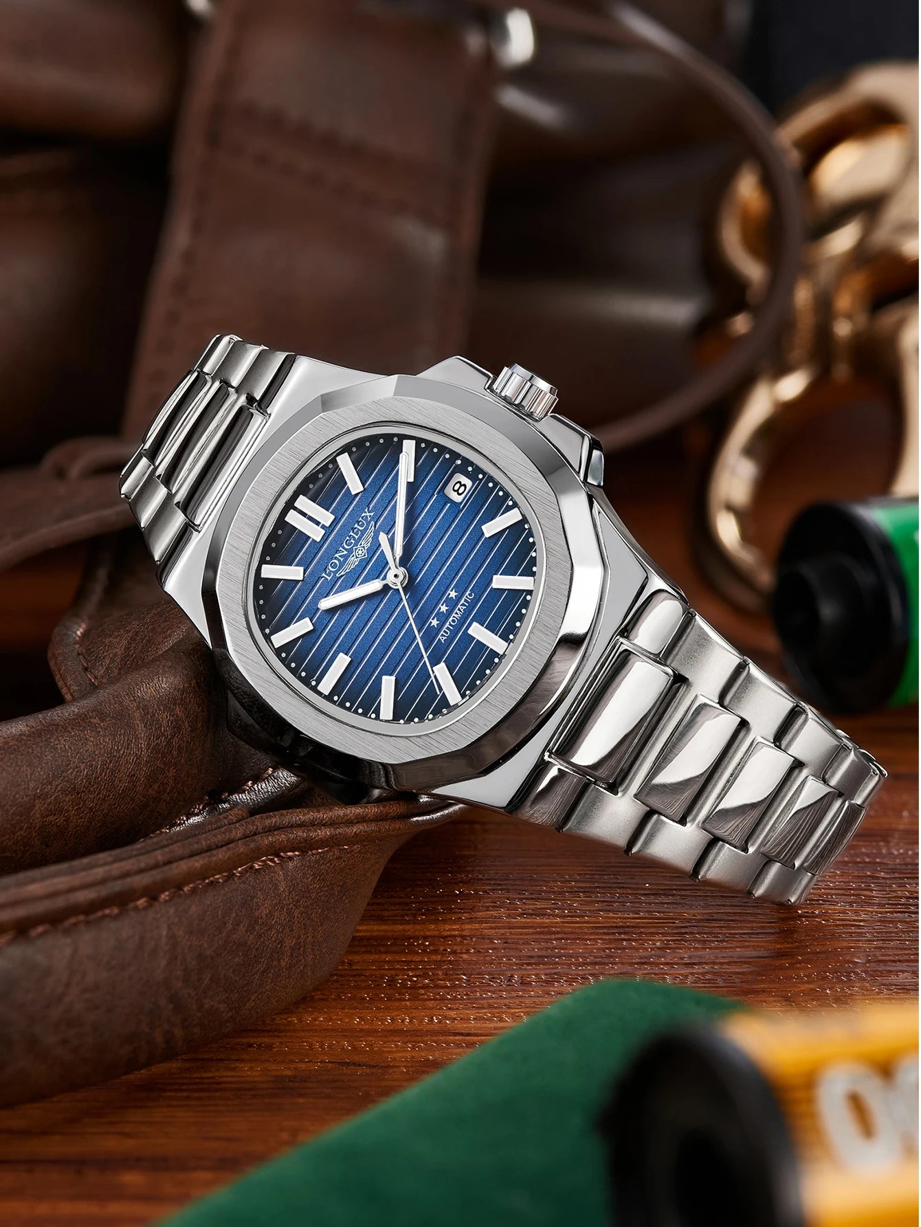 Yacht Board Dial Automatic Watch — Distinctive Case, Date Function [Multiple Colour Options]