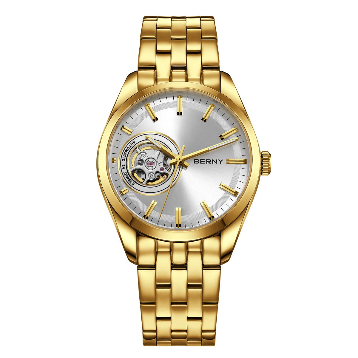 BERNY AM179M — Open-Heart Skeleton Automatic, NH38 Movement, Sapphire Crystal, Stainless Steel, 50m [Dial & Case Options]
