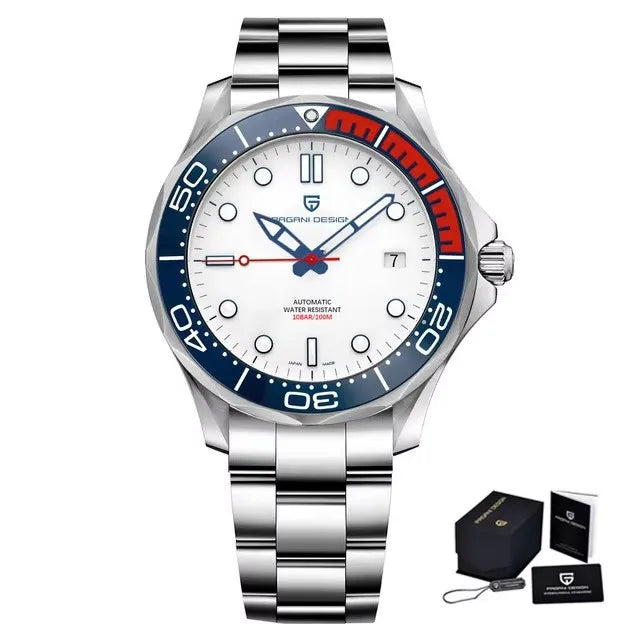 Pagani Design PD-1685 — Automatic Wave Dial Dive Watch, 007 Looks, Ceramic Bezel, 200M Water Resistant [Multiple Colour / Strap Options]