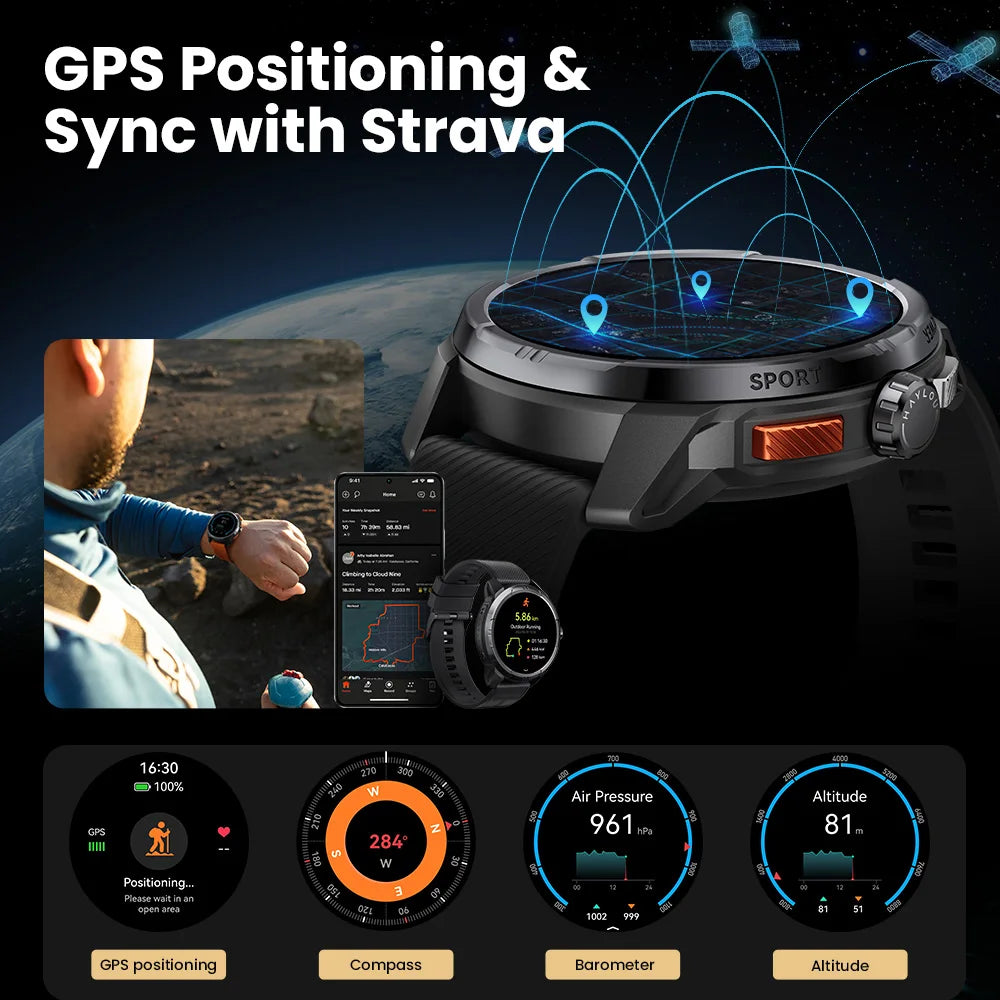 Solar Ultra GPS Smartwatch - 1.6" AMOLED Display, 22-Day Battery, 170 Sport Modes [Multiple Colour Options]