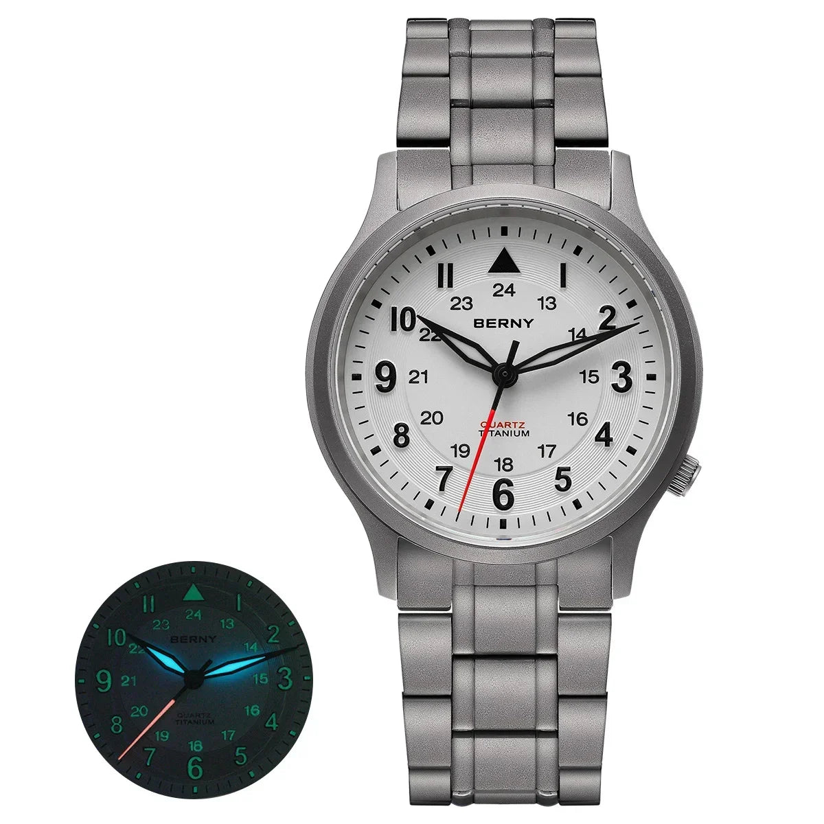 Featherlight BERNY Full Titanium Field Watch — Quartz, Sweeping Seconds Hand, Sapphire Crystal