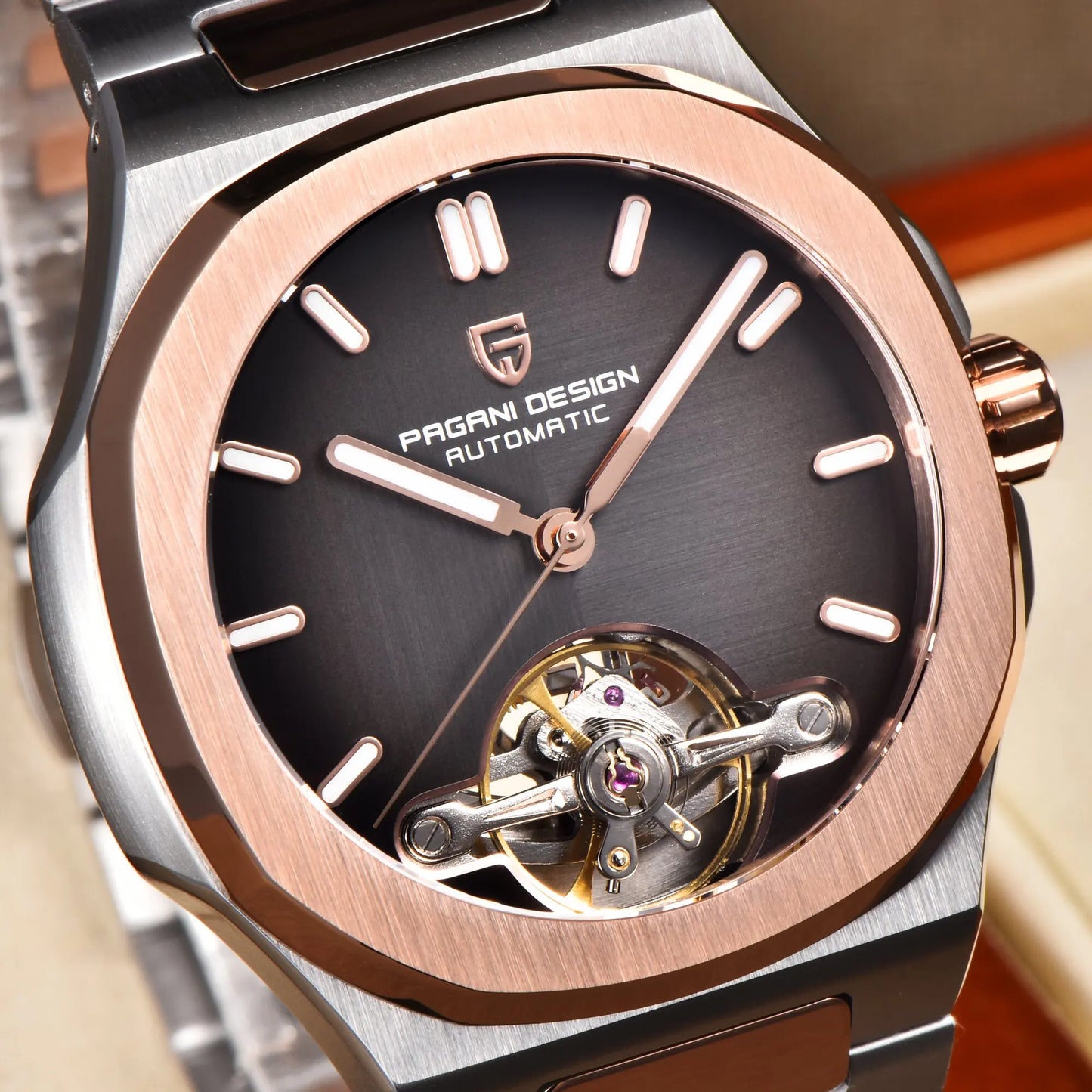 Pagani Design PD-YS025 — Stunning Open Heart Automatic Watch, Bold Round Case, Tourbillon-Style Display, Sapphire