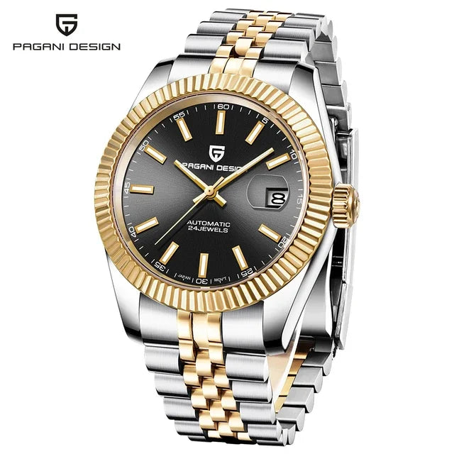 Pagani Design PD-1645 — Fluted Bezel Automatic Watch, Jubilee Bracelet, 100M Water Resistant [Multiple Colour / Dial Options]