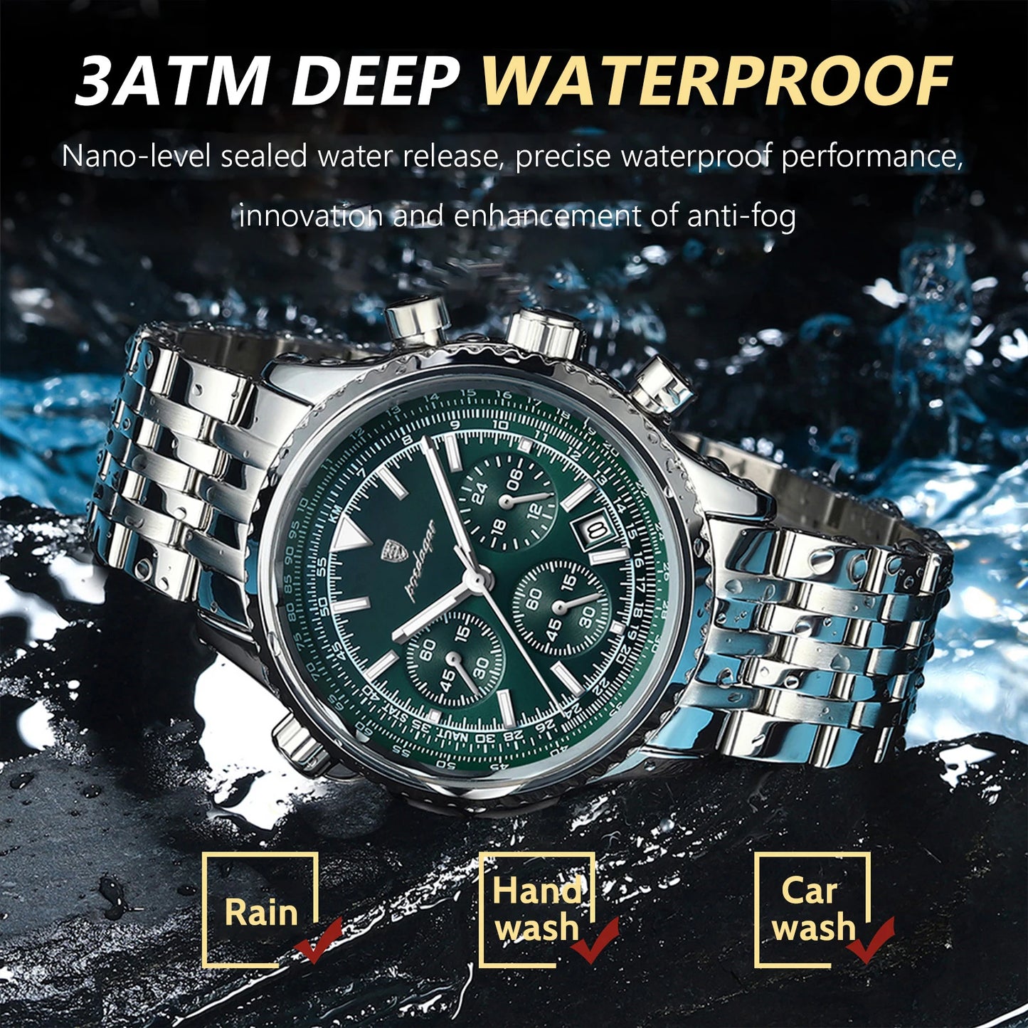 POEDAGAR Chronograph Watch — Bold Style, Real Spec, Real Value [Multiple Colour / Dial Options]