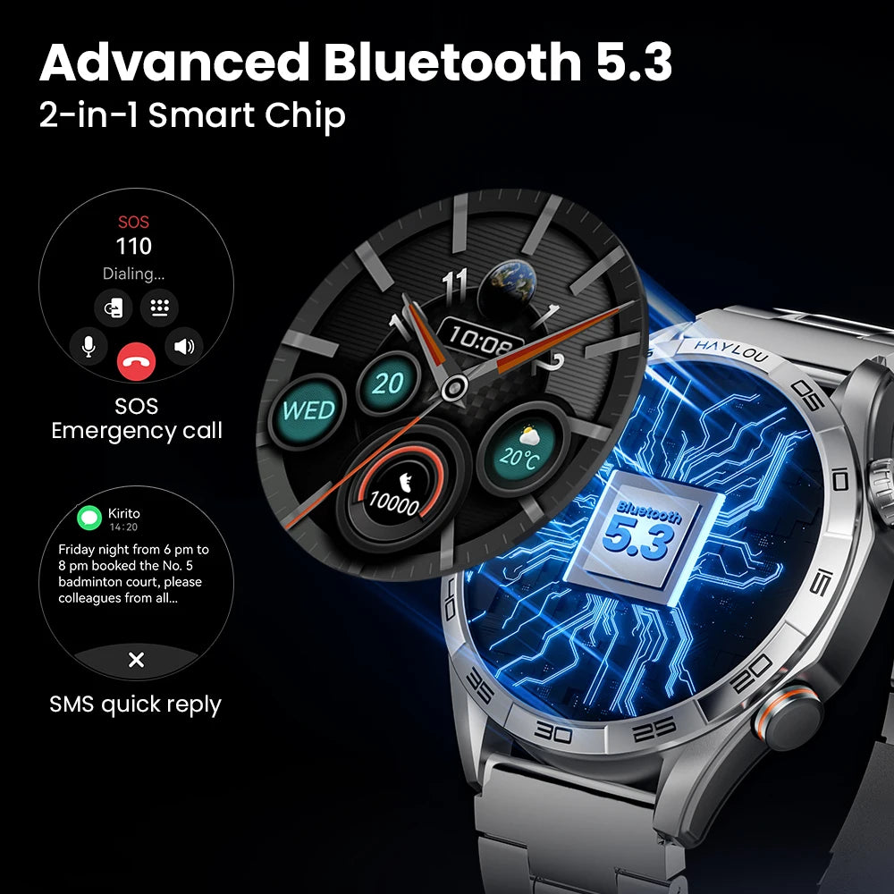 Men's AMOLED Smart Watch — Voice Calling, IP68 Waterproof, 15-Day Battery [Multiple Strap & Colour Options]