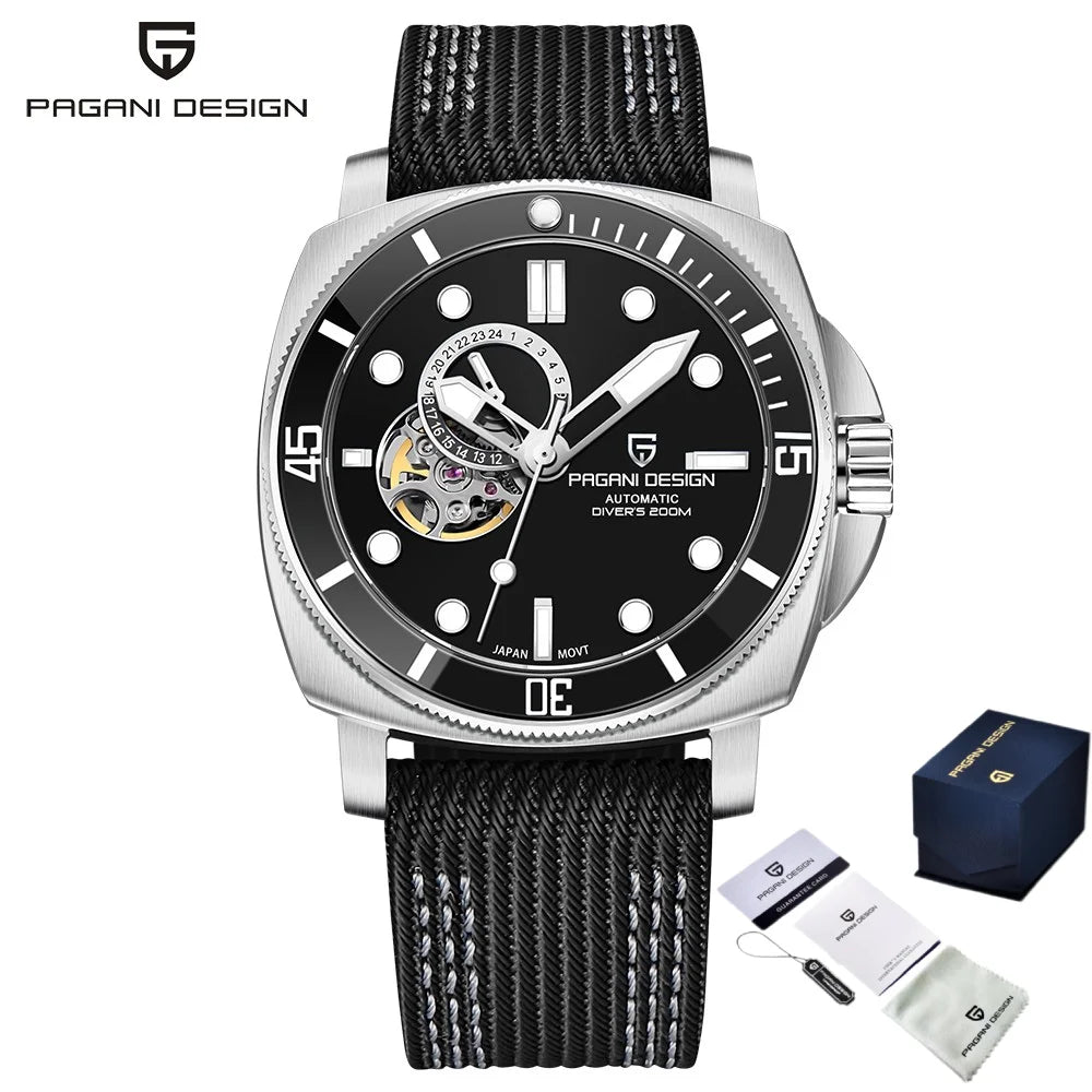 PAGANI DESIGN PD1736 Men's Automatic Open-Heart Dive Watch, TMI NH39, Sapphire, 200m Water Resistant