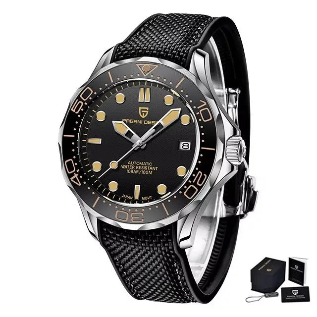 Pagani Design PD-1685 — Automatic Wave Dial Dive Watch, 007 Looks, Ceramic Bezel, 200M Water Resistant [Multiple Colour / Strap Options]