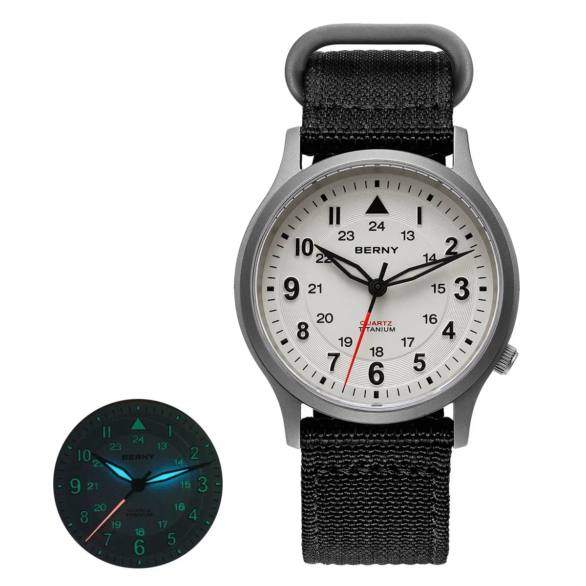 Featherlight BERNY Full Titanium Field Watch — Quartz, Sweeping Seconds Hand, Sapphire Crystal