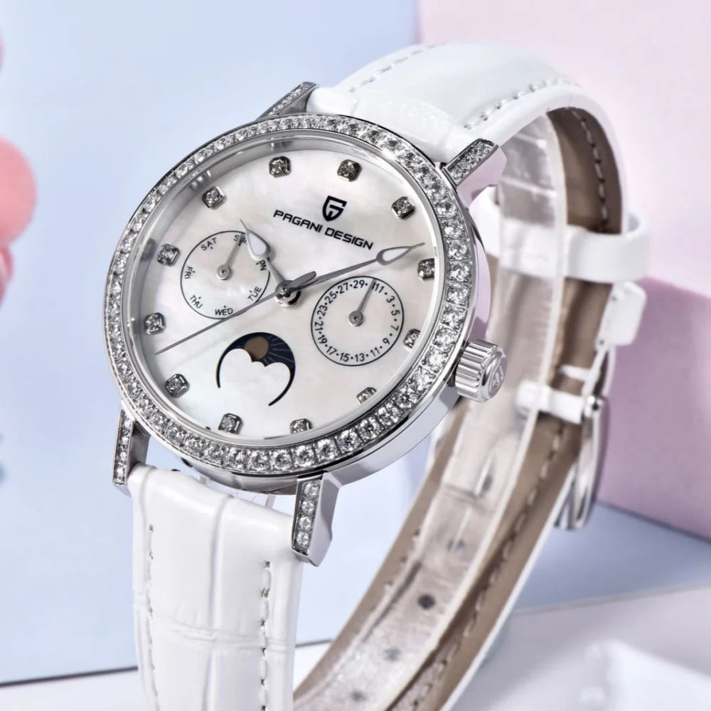 Stunning Pagani Design PD-1789 — Women's Watch, Genuine Mother-of-Pearl Dial & Moon Phase