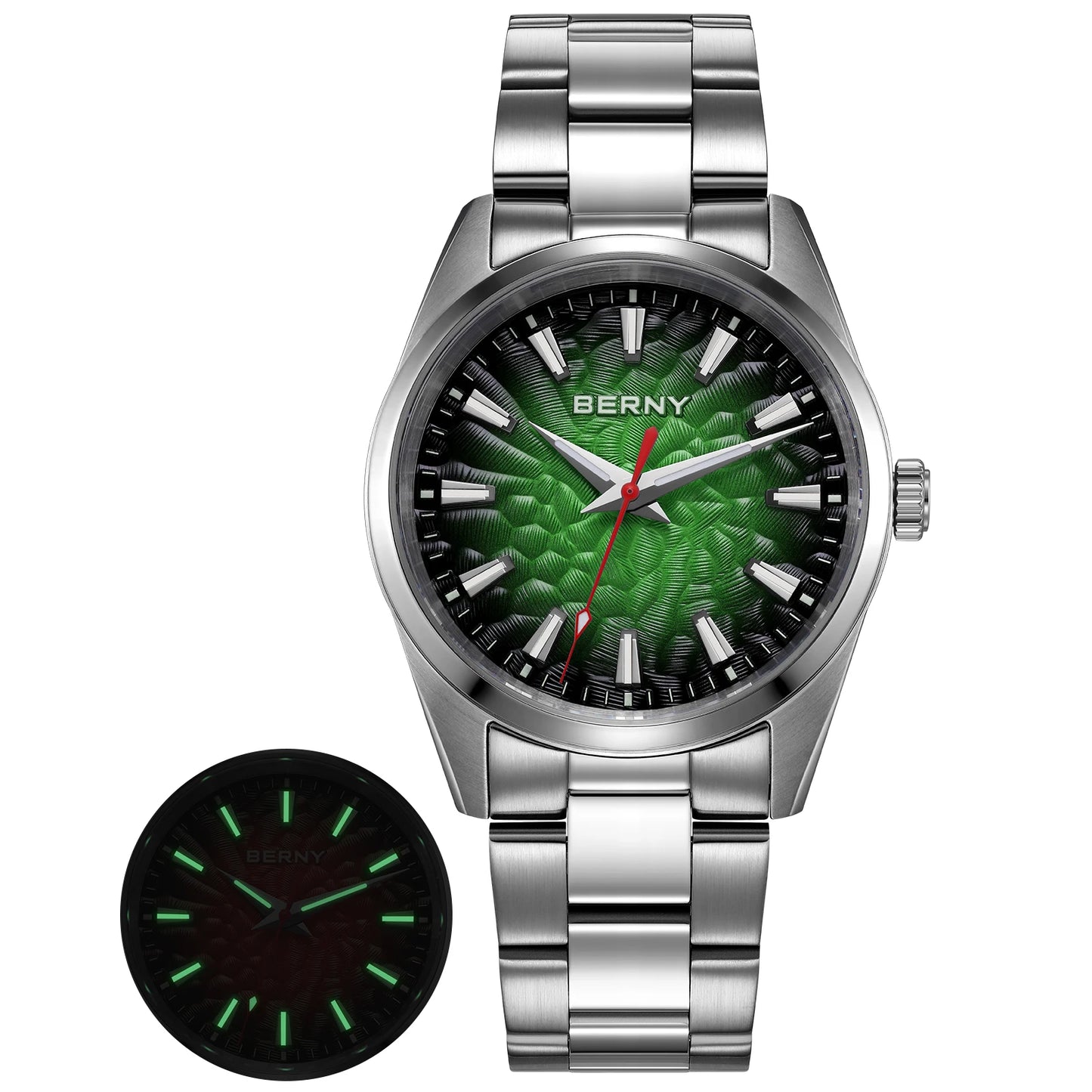 An Absolute Beauty — BERNY Lava-Look Dial, Sapphire Crystal, 100m Waterproof [Strap & Colour Choices]