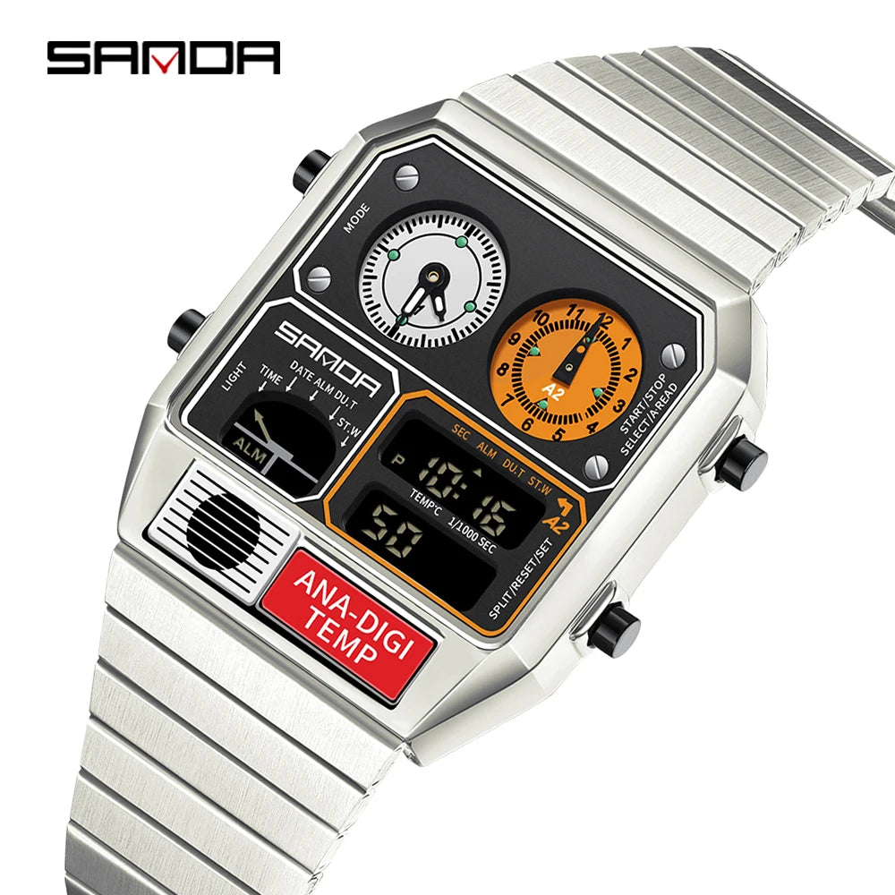 Command Console on Your Wrist — SANDA 3192 Retro Digital-Analog Sport Watch [Colour Options]